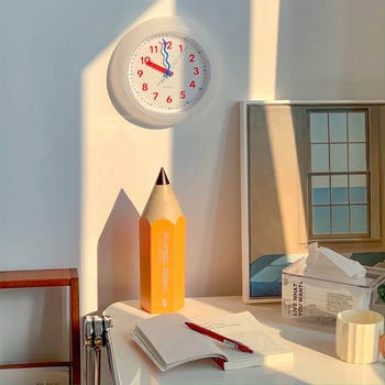 CuteLife Пластмасов жълт модерен стенен часовник Сладък хол Декорация на дома Настолен часовник Творчески подарък Детски Спалня Безшумен часовник
