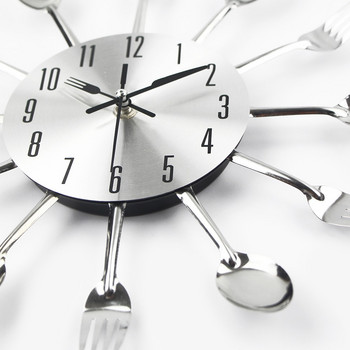 Прибори за хранене Метален кухненски стенен часовник Лъжица Вилица Творчески кварцови стенни часовници Модерен дизайн Декоративни Horloge Murale Гореща разпродажба