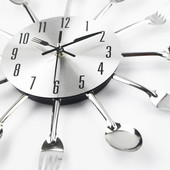 Akciós fém konyhai falióra Kreatív kvarc fali művészet evőeszközök szerelhető órák modern design lakberendezési horloge falfestmény