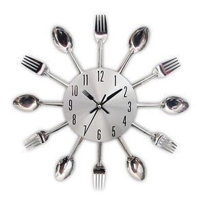 Akciós fém konyhai falióra Kreatív kvarc fali művészet evőeszközök szerelhető órák modern design lakberendezési horloge falfestmény