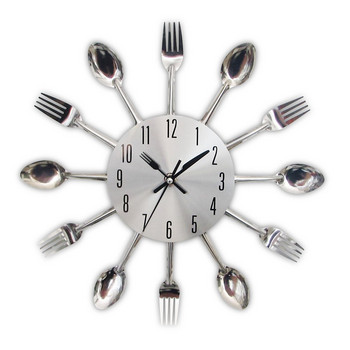 Горещи разпродажби, метални кухненски стенен часовник, креативни кварцови стенни часовници, монтирани на прибори за хранене, модерен дизайн, домашен декоративен Horloge Murale
