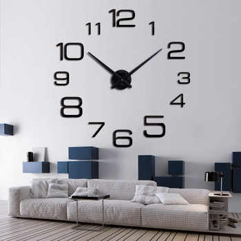гореща разпродажба Направи си сам акрилно огледало голям стенен часовник кварцов часовник модерни часовници хол декорация на дома сребърен номер 3d стикери
