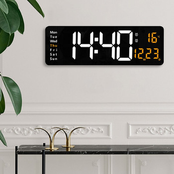 Голям електронен стенен часовник Дистанционно управление Температура Дата Изключване Памет Настолен часовник Стенни двойни аларми Цифрови LED часовници