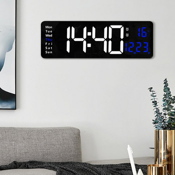 Голям електронен стенен часовник Дистанционно управление Температура Дата Изключване Памет Настолен часовник Стенни двойни аларми Цифрови LED часовници