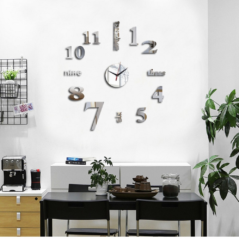 DIY falióra 3D Kreatív karóra Órák Akril Tükör Matricák Nappali Kvarctű Horloge Otthoni Dekoráció Falióra Dropship