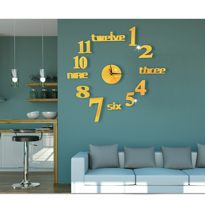 DIY falióra 3D Kreatív karóra Órák Akril Tükör Matricák Nappali Kvarctű Horloge Otthoni Dekoráció Falióra Dropship