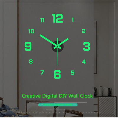 Απλό φωτεινό ρολόι σίγασης DIY Στερεοφωνικό ψηφιακό ρολόι τοίχου Σαλόνι Υπνοδωμάτιο Ψηφιακό αυτοκόλλητο τοίχου Ρολόι σε ευρωπαϊκό στιλ
