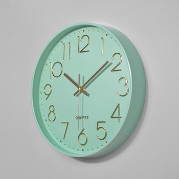 12-инчов ментово-зелен скандинавски стенен часовник с минималистични дебели рамки 3D часовници Reloj de pared Декорации за домашен декор за младежка стая