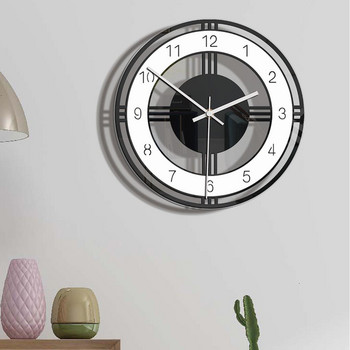 1 бр. Стенен часовник с кръгъл циферблат Домашен хол Спалня Акрилен метален часовник със стрелка Прост стенен часовник за декорация в ретро стил