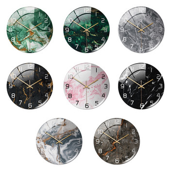 Стенен часовник Нова обява Кръгъл мраморен триизмерен часовник Декорации за дома за всекидневна Кухня Спалня и офис 30CM