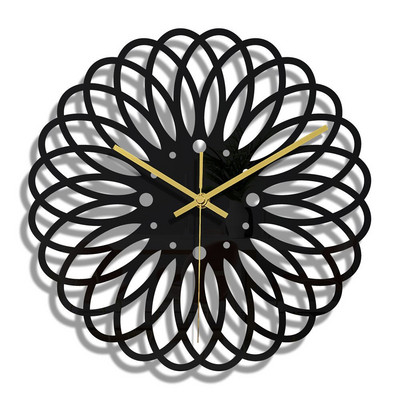 3D DIY Line Carving Sienas Pulkstenis Moderna Dizaina Kvarca Zelta Adatu Pulkstenis Silent Home Decor Akrila Dzīvojamā istaba Melns Bezmaksas piegāde