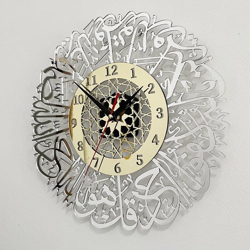 Eid Mubarak akril falióra iszlám kalligráfia ramadán dekoráció akril tükör dekoráció hálószoba óra ramadán dekoráció 2022