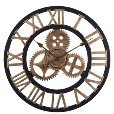 Gear Nagy falióra Modern dizájn órák Kvarc idő Némítás óra Fa dekoráció 3D Vintage Horloge Saat