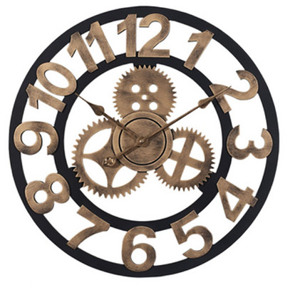 Gear Nagy falióra Modern dizájn órák Kvarc idő Némítás óra Fa dekoráció 3D Vintage Horloge Saat