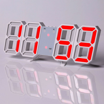 Led Цифров стенен часовник Модерен дизайн Часовник Часовници 3D Декор за всекидневна Маса Аларма Нощна лампа Светещ работен плот