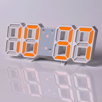 Led Цифров стенен часовник Модерен дизайн Часовник Часовници 3D Декор за всекидневна Маса Аларма Нощна лампа Светещ работен плот