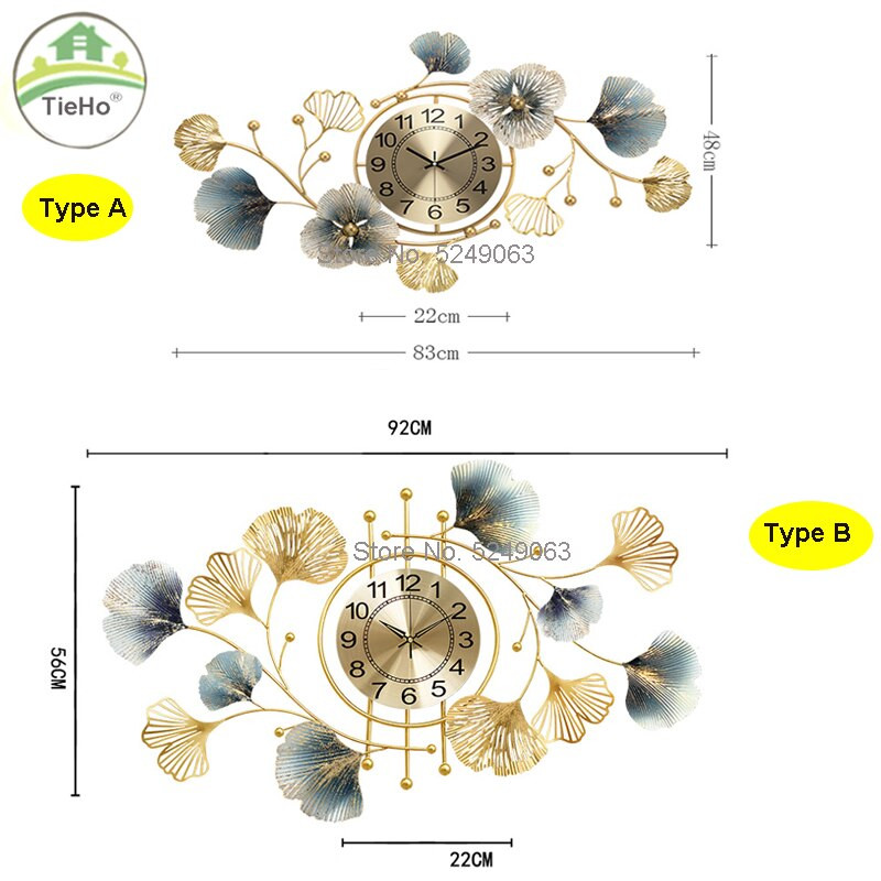 Kūrybingas prabangus sieninis laikrodis Svetainė Valgomojo Sofos fonas Namų sienų apdaila Auksinė geležinė sieninė pakabinama Didelis greitas pristatymas