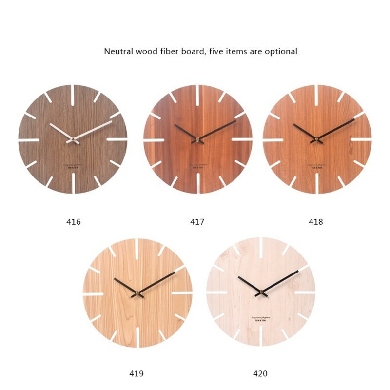 Nordic Retro fa falióra Folyosó Nappali dekoráció Tömör fa Csendes órák Függesztett falra Óra Kávézó Áruház Lakásdekoráció