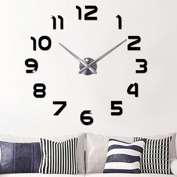 Голям стенен часовник стикер Акрилен безшумен цифров голям 3D Направи си сам стенен часовник Модерен дизайн за домашен декор на всекидневна