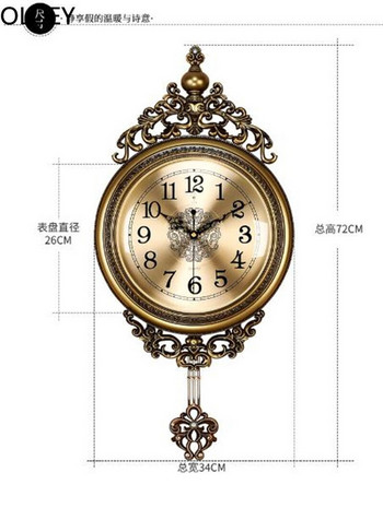 Голям луксозен златен стенен часовник Всекидневна Silent Creative Swing Стенни часовници Спалня Кварцови часовници Стенен домашен декор Reloj De Pared