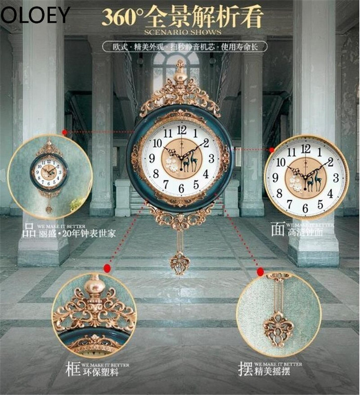Didelis prabangus auksinis sieninis laikrodis Svetainė Tylus Kūrybiniai Sūpynės Sieniniai laikrodžiai Miegamojo Kvarciniai laikrodžiai Sieniniai Namų dekoras Reloj De Pared
