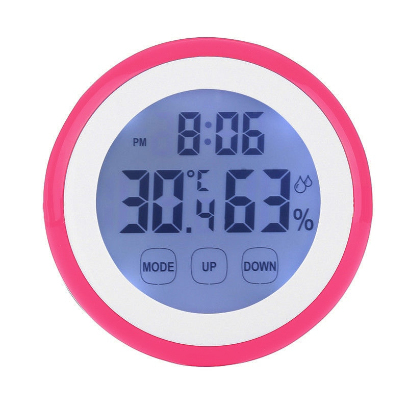 Digitális Hőmérséklet Páratartalom Idő funkció Faliórák Háttérvilágítás Hálószobához Elemek nélkül 90*90*26mm