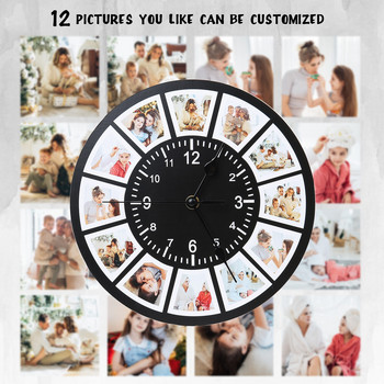 Персонализирана рамка за снимки Плакета Фотопечат Настолни рамки за снимки с часовник Персонализирана снимка/текст Коледен подарък