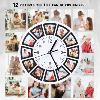 Персонализирана рамка за снимки Плакета Фотопечат Настолни рамки за снимки с часовник Персонализирана снимка/текст Коледен подарък