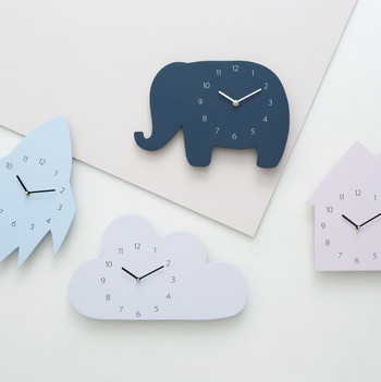 Nordic Cute Cloud elephant shape Стенен часовник монохромен за деца Декорация на детска стая Фигурки подарък Реквизит за фотография 1 брой