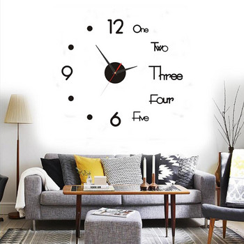 3D светещ стенен часовник без рамки DIY Mute Мини цифрови часовници Стикери за стена Самозалепващи се за домашна всекидневна Декорация на стена на офис