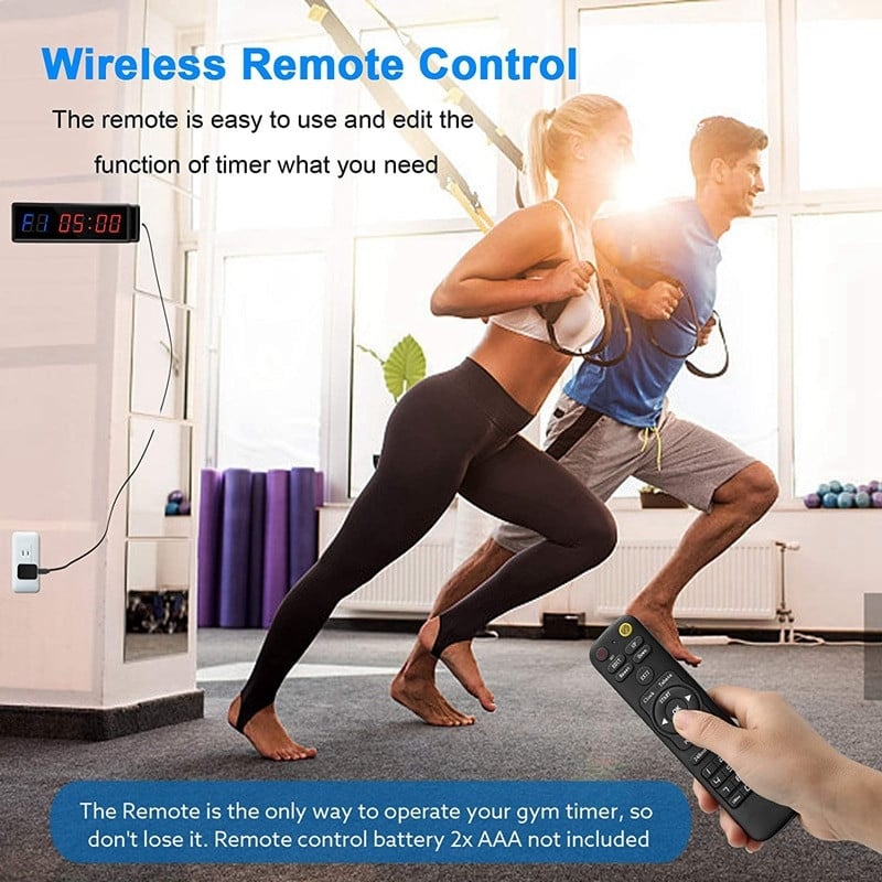 Sporto salės laikmatis, LED intervalo laikmatis Skaitmeninis atgalinės atskaitos sieninis laikrodis, fitneso laikmatis, 1,5 colio skaitmenų žemyn / aukštyn laikrodžio chronometras namuose