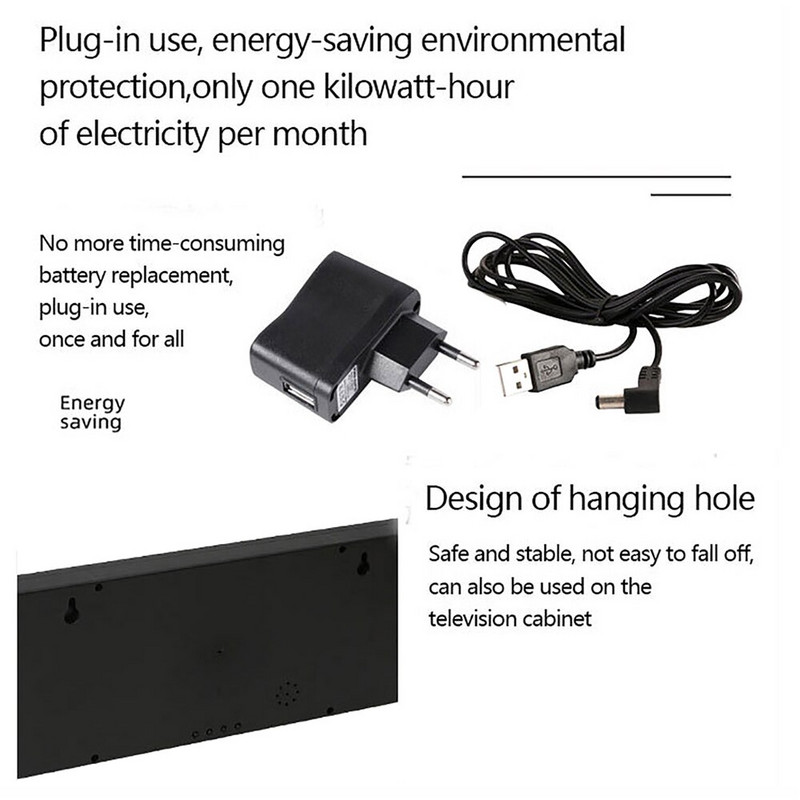 Μεγάλο ηλεκτρονικό ρολόι τοίχου Γυάλινος καθρέφτης Θερμοκρασία Εμφάνιση ημερομηνίας Επιτραπέζιο ρολόι Επίτοιχο LED Perpetual Calendar Ψηφιακά ρολόγια