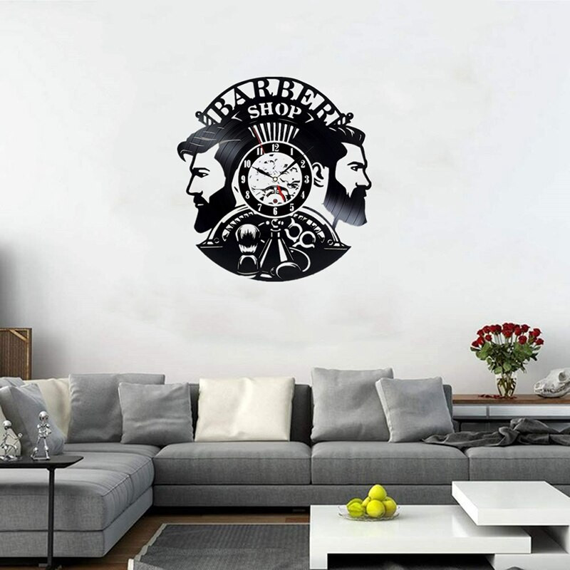 Ceas de perete pentru frizerie Decorat pentru frizerie Ceas de perete cu disc de vinil agatat ceas de perete pentru frizer pentru frizer