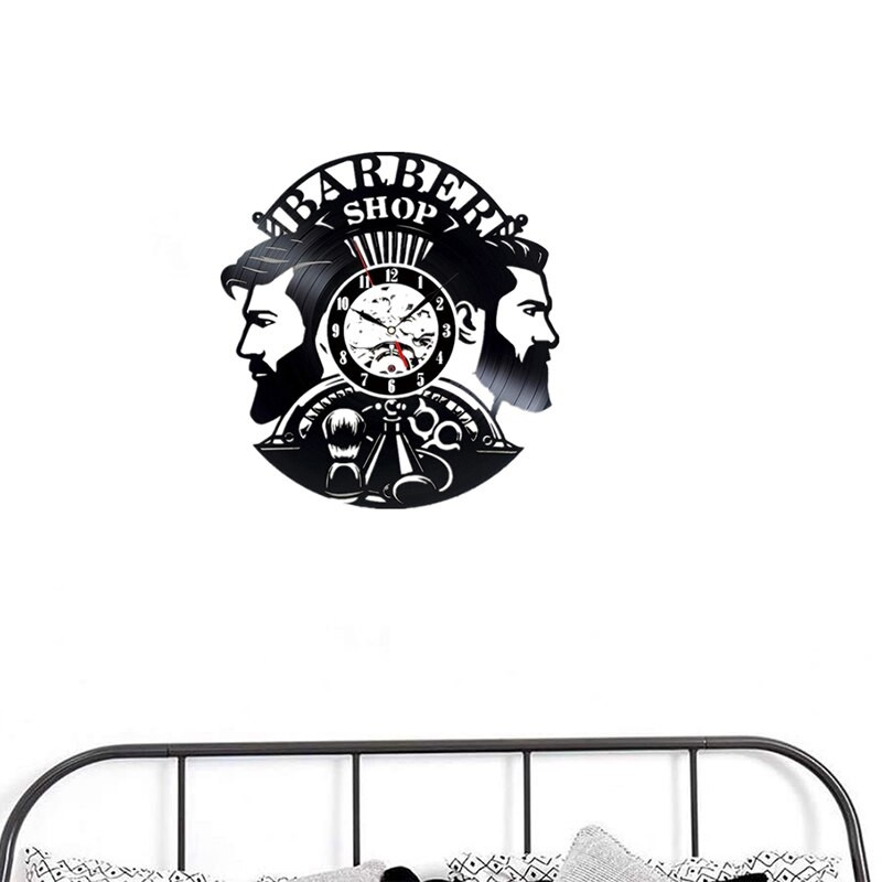 Ceas de perete pentru frizerie Decorat pentru frizerie Ceas de perete cu disc de vinil agatat ceas de perete pentru frizer pentru frizer