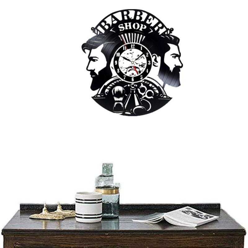 Ceas de perete pentru frizerie Decorat pentru frizerie Ceas de perete cu disc de vinil agatat ceas de perete pentru frizer pentru frizer