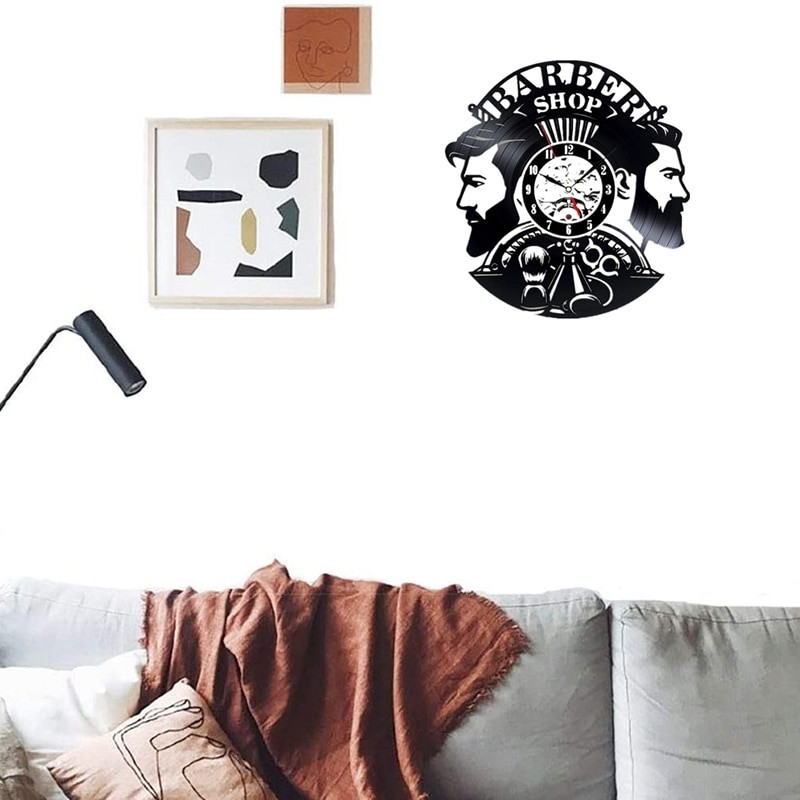 Ceas de perete pentru frizerie Decorat pentru frizerie Ceas de perete cu disc de vinil agatat ceas de perete pentru frizer pentru frizer