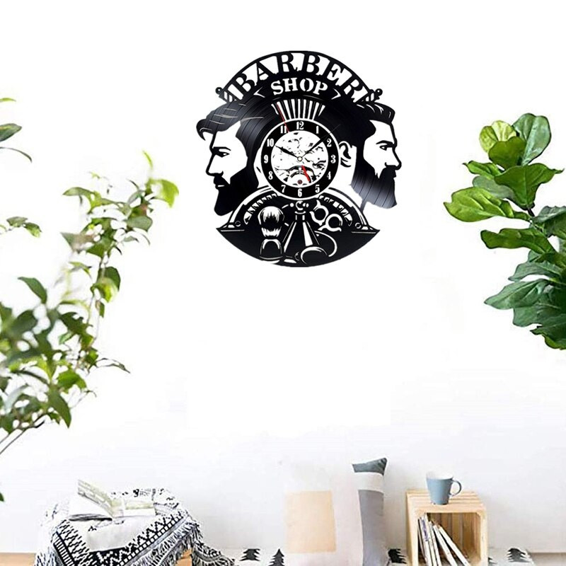 Ceas de perete pentru frizerie Decorat pentru frizerie Ceas de perete cu disc de vinil agatat ceas de perete pentru frizer pentru frizer