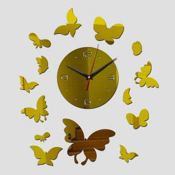 Стенни часовници Направи си сам Огледало Акрилен материал Стикер Декорация на пеперуди Часовници Геометричен кратък стил Кварц