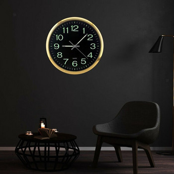 12-инчов кръгъл голям светещ стенен часовник, светещ в тъмното, нетиктакащ вътрешен декор