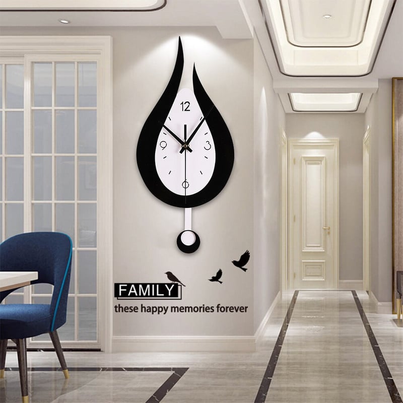 Naujas europietiškas sieninis laikrodis miegamasis svetainė Kūrybinis vandens lašų modeliavimas švytuokliniai laikrodžiai Pradžia Silent Horloge Meno apdaila