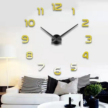 2022 нова мода 3D голям размер стенен часовник огледало стикер Направи си сам кратък декор за всекидневна заседателна зала стенен часовник декорация на дома подарък