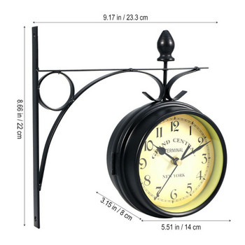Home Living Rom Decor Double Side Vintage Wall Clock Outdoor Garden Outside Wall Art Decoration Salon Decorative Watch Wall