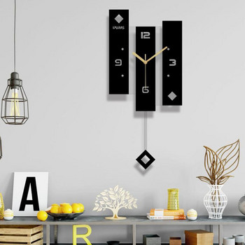 Черен акрилен креативен стенен часовник с люлка, всекидневна, спалня, безшумен домашен моден часовник
