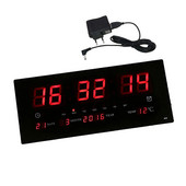 Ceas de perete cu proiecție cu ecran digital LED de 17 inchi, calendar de timp, cu termometru de interior, afișaj 24 de ore - zile/lună/an mufă UE / SUA