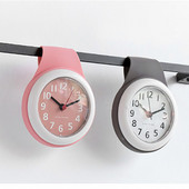 Ceas de perete din silicon simplu, silențios, rezistent la apă, în spațiu pliabil în baie, cu ventuză sau ceas fix, decor de perete.