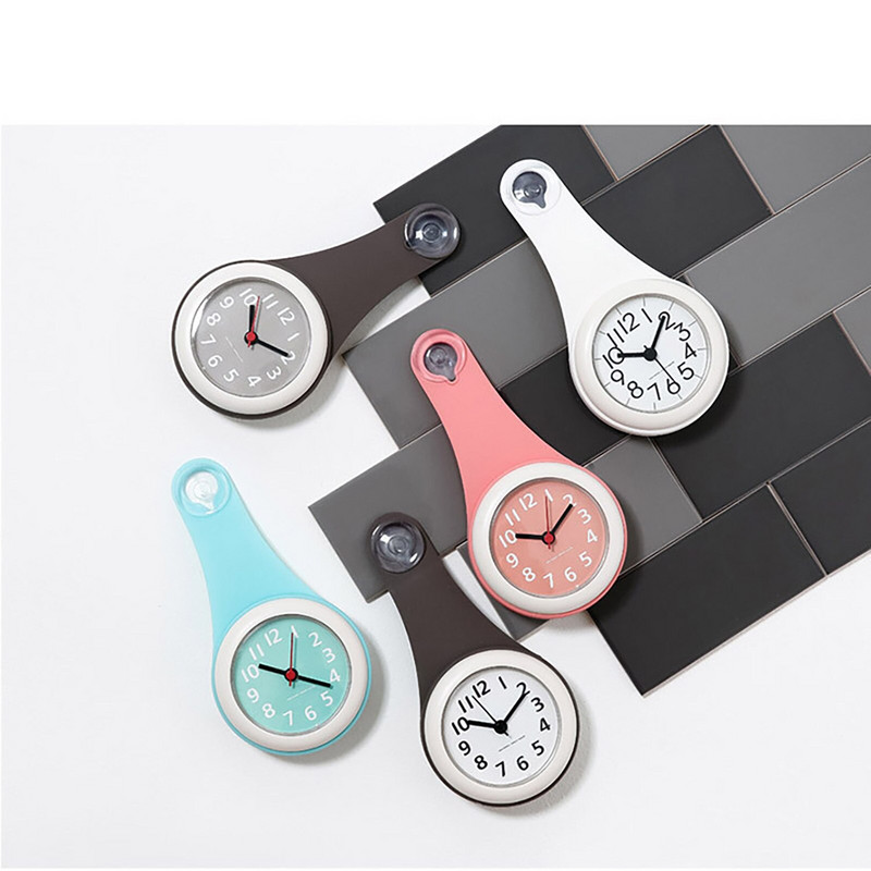 Ceas de perete din silicon simplu, silențios, rezistent la apă, în spațiu pliabil în baie, cu ventuză sau ceas fix, decor de perete.
