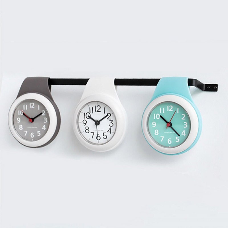 Ceas de perete din silicon simplu, silențios, rezistent la apă, în spațiu pliabil în baie, cu ventuză sau ceas fix, decor de perete.
