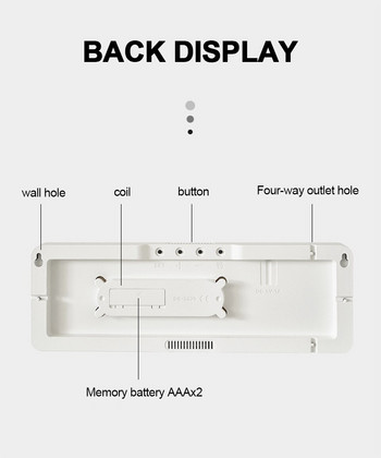 13-инчов голям LED цифров дисплей Стенен часовник Декорация на дома Дистанционно управление Температура Час Дата Седмица Таймер за изключване на паметта