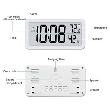 LCD Цифров часовник Без звук Настолен часовник Захранван от батерии LED Електронни будилници Температурен сензор Спалня Вътрешни стенни часовници