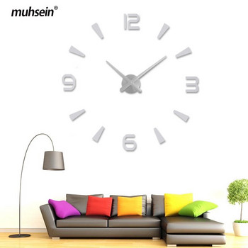 Muhsein 2021 Нов стенен часовник Часовник за декорация на дома Акрилен огледален стикер Кварцов часовник 3d DIY Mute стенен часовник Безплатна доставка